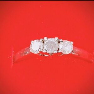 Elegant Silver Triple Stone Ring